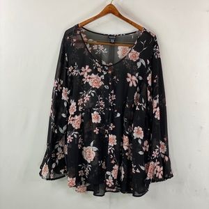 Torrid Sheer Floral Print Blouse